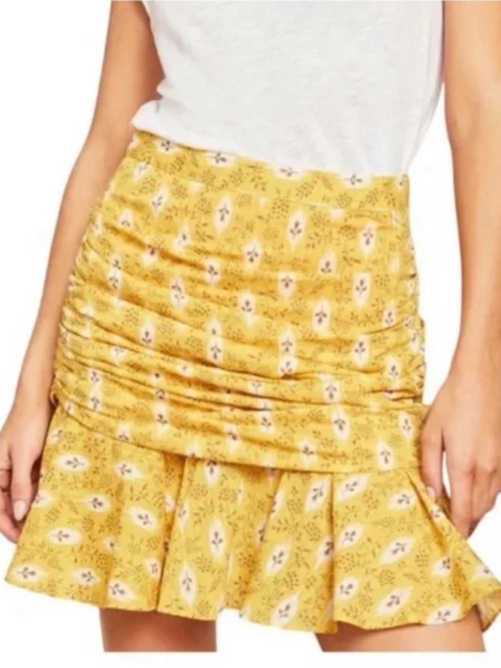 Veronica Beard Floral + Ikat Ruffle Mini Skirt- Cotton +Silk